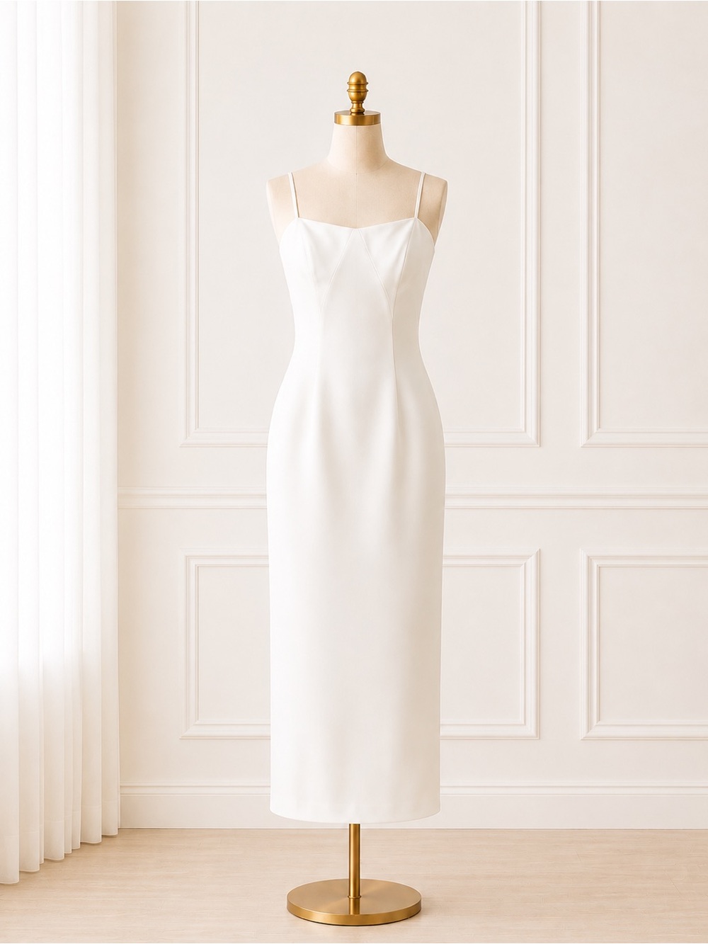 NWT SIMKHAI Caspian White Bustier Midi Dress Bridal Sz 4 MSRP $645